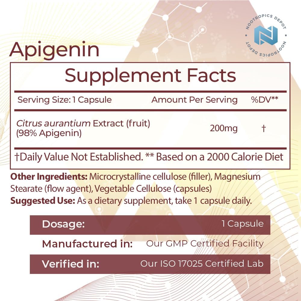Nootropics Depot Apigenin Capsules | 200mg | 30 Capsules | >98% Apigenin - görsel 2