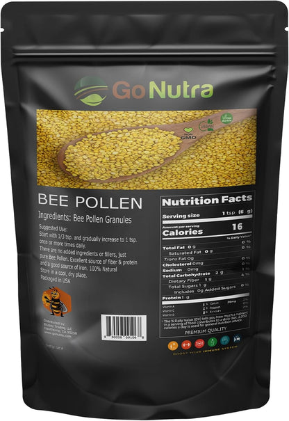 Go Nutra Bee Pollen Granules Pure | Natural Superfood, 454 g