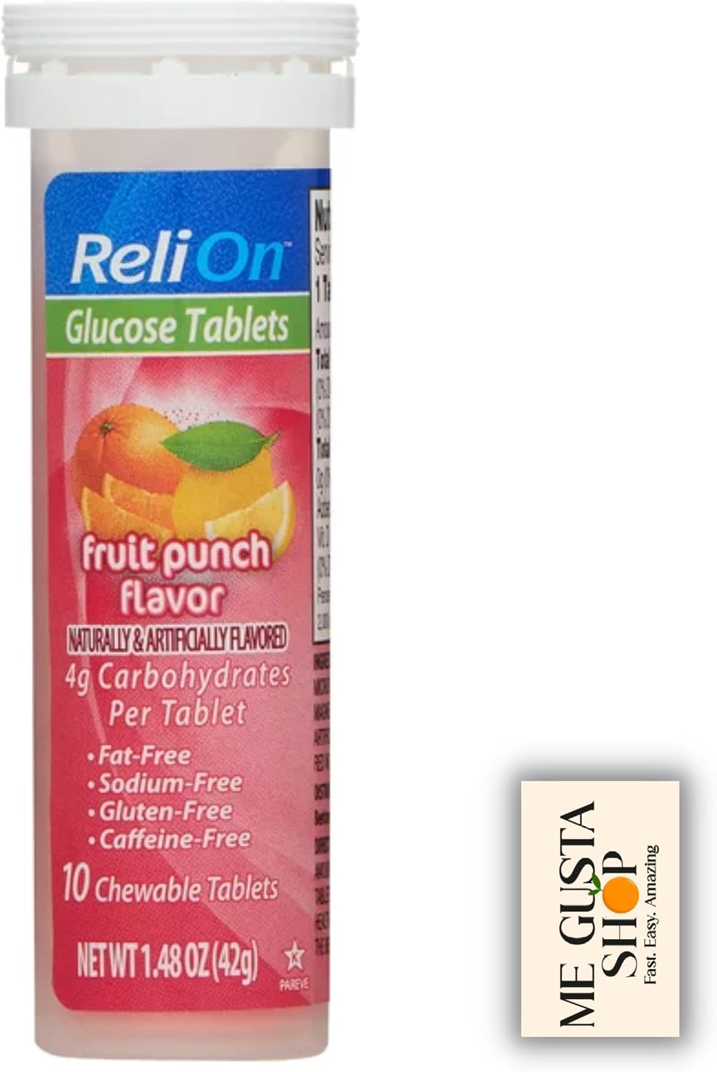 Glucose Tablets Relion – Orange & Fruit Punch (Pack of 2, 20 Tablets Total) with Sticker - görsel 4