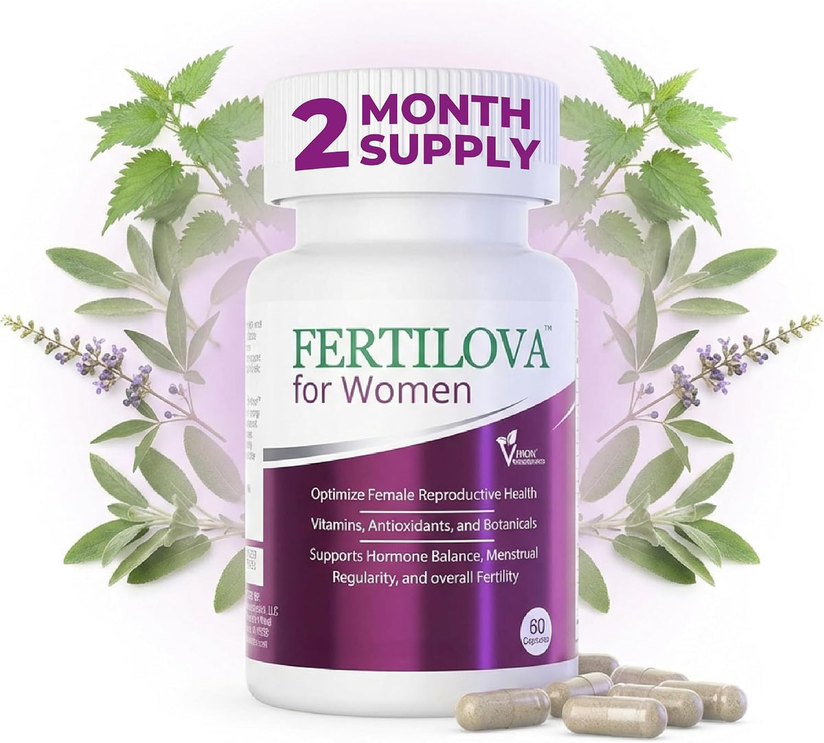 Fertilova – Women's Fertility Support Supplement | For Hormonal Balance and Menstrual Regularity | 60 Vegan Capsules (2-Month Supply) - görsel 1