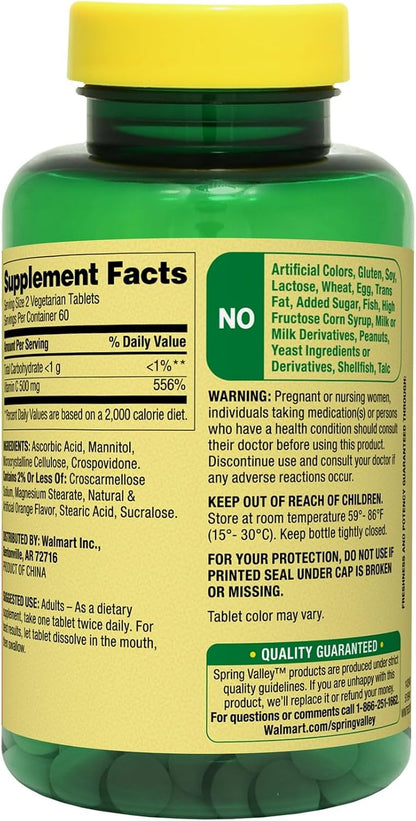 Vitamin C Orange Flavour 500mg - Fast Dissolve, 120 Tablets