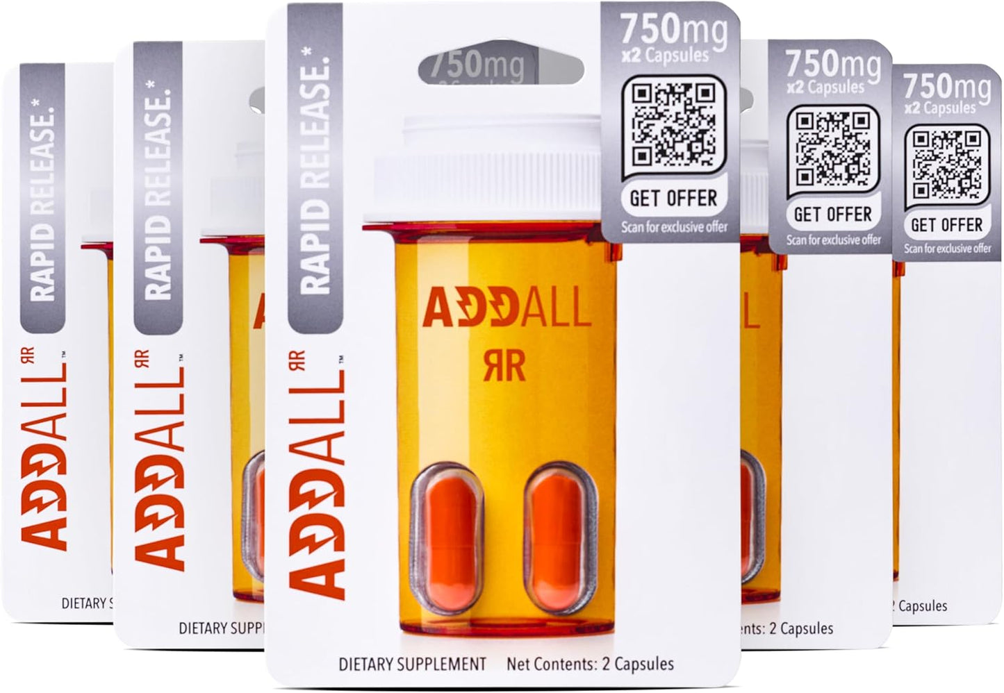 Addall Rapid Release Supplement (5 Pack) – Nootropic for Focus, Energy & Mental Clarity - görsel 1