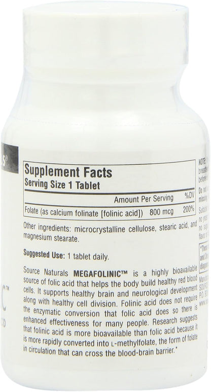 Source Naturals MegaFolinic – 60 Tablets (Pack of 2)