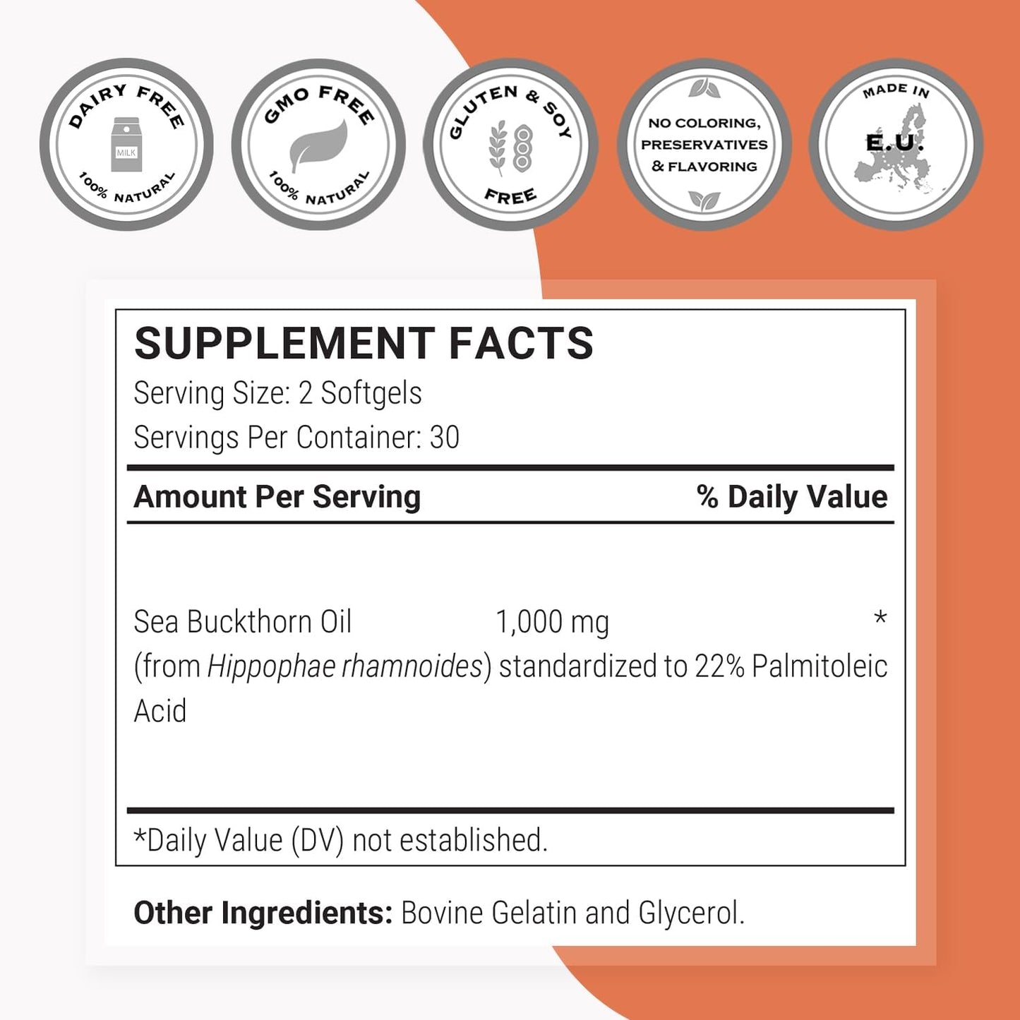 Supersmart - Sea Buckthorn Extract 500mg - Argousier Extract with Omega 7 | Non-GMO & Gluten-free - 60 Softgels - görsel 4
