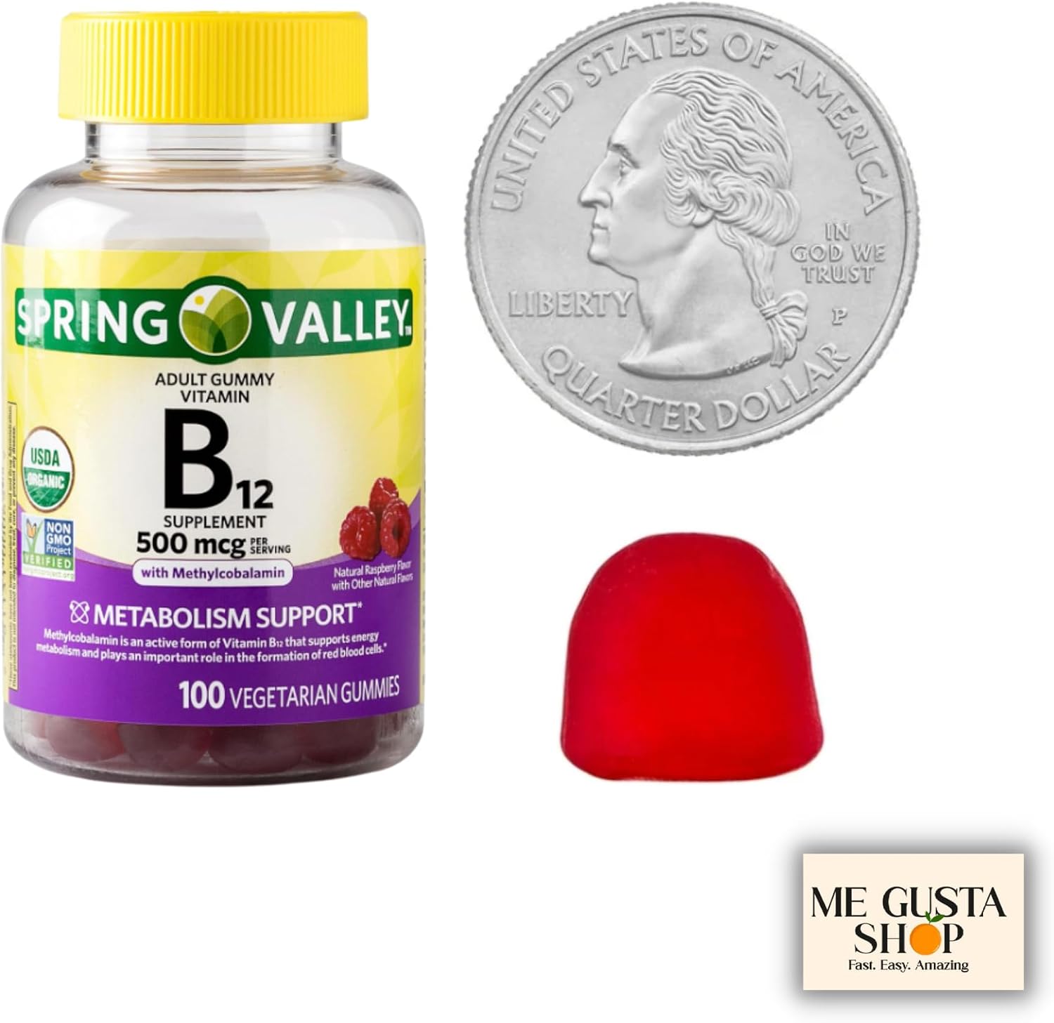 Spring Valley Vitamin B12 Gummies 500 mcg, Raspberry Flavour, 100 Count - görsel 6