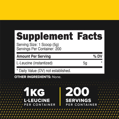 Primaforce L-Leucine Pure Powder 1 kg - Non-GM, Gluten-free, 200 Servings