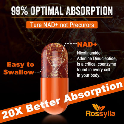 Rossylla 1300 mg Liposomal NAD+ Supplement - Highest Absorption - 60 Capsules