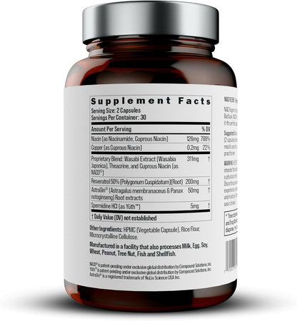 BIOSTACK NAD Regen - NAD+ Supplement with Spermidine, Resveratrol & Niacinamide - 30 Day Supply