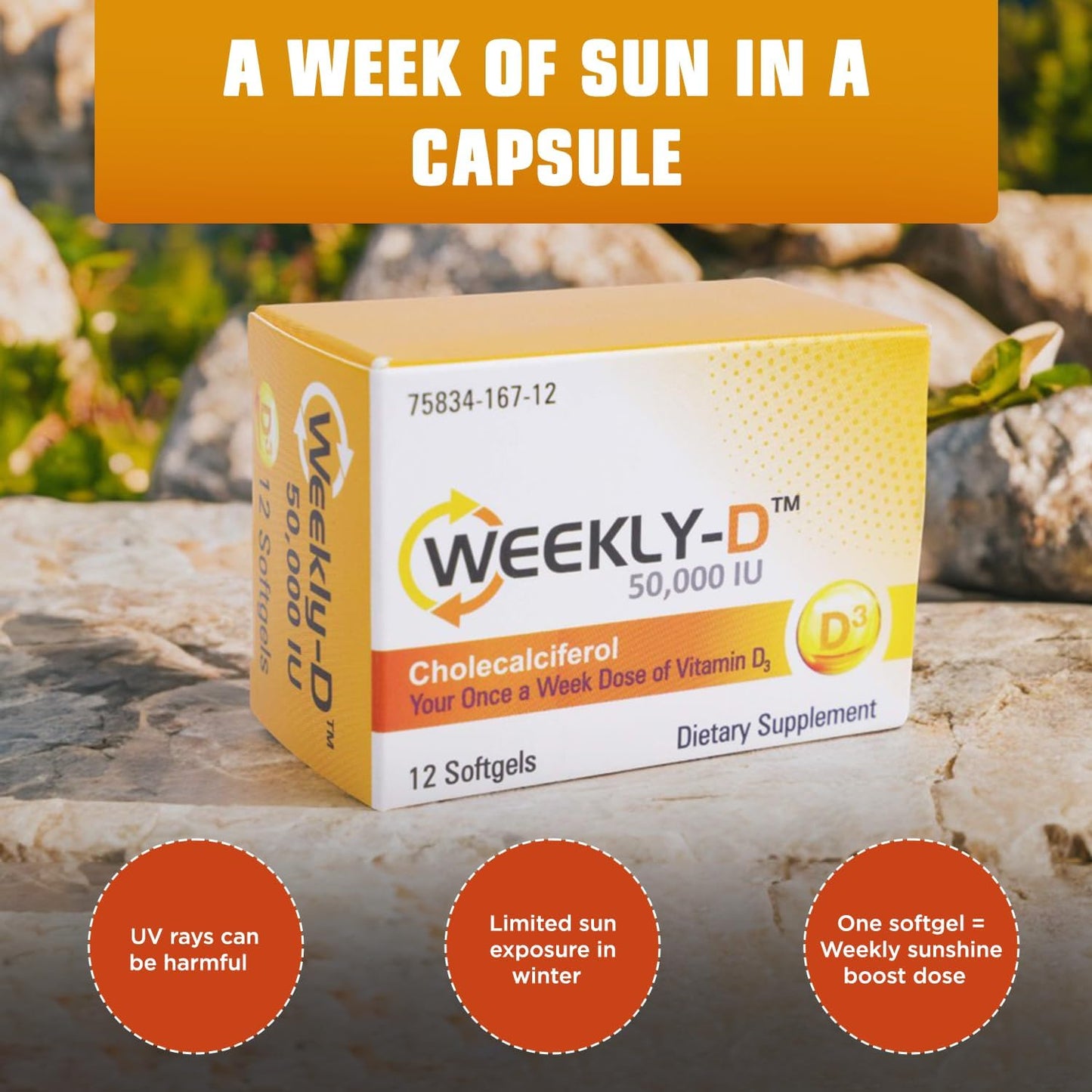 Nivagen Weekly-D Vitamin D3 50,000 IU - Once-Weekly High Potency Softgels - 12 Capsules - görsel 4