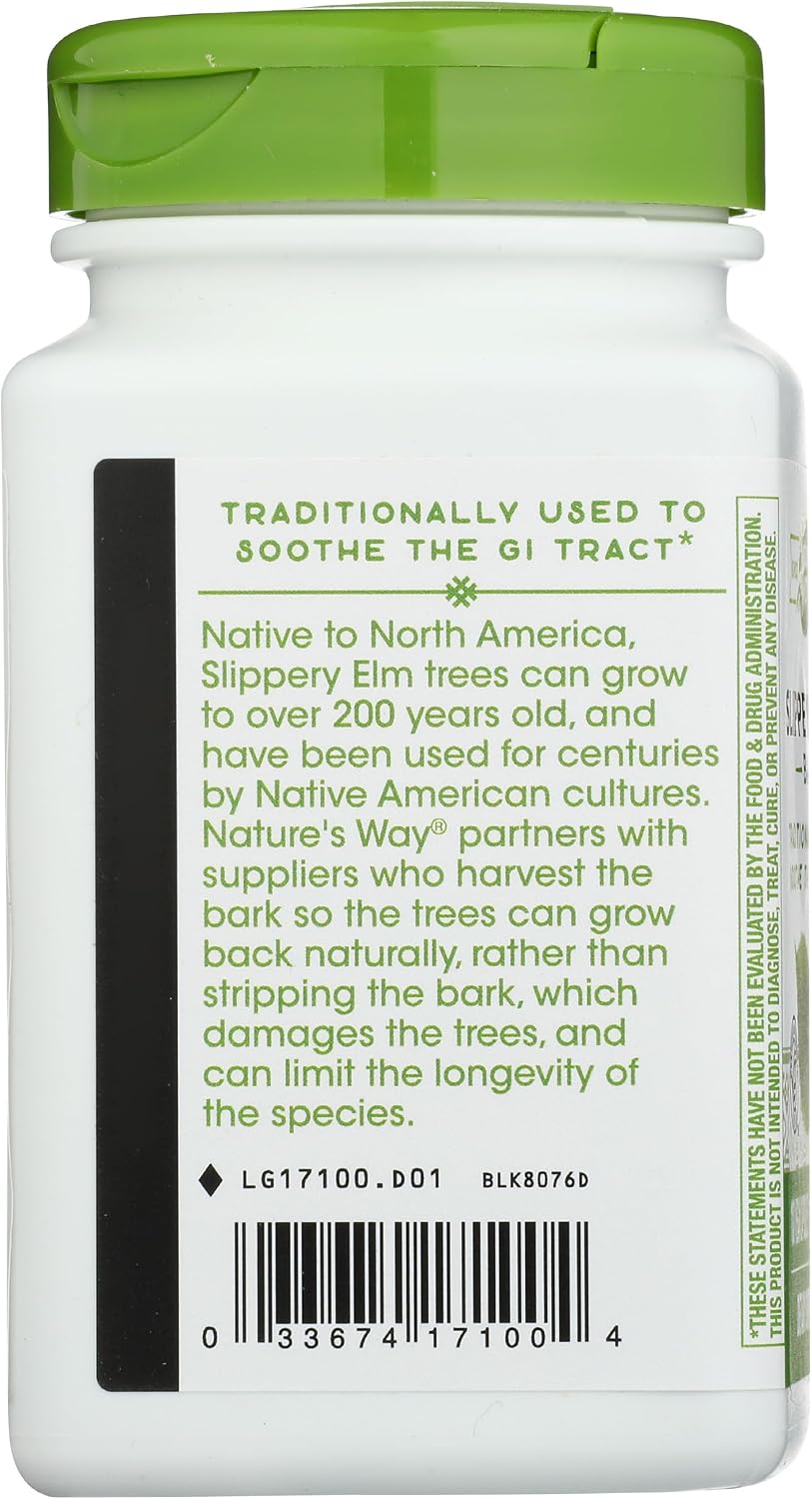 Nature's Way Slippery Elm Bark, 400 mg, 100 Capsules - görsel 4
