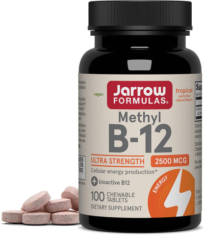 Jarrow Formulae Methyl Vitamin B12 2500 mcg, 100 Chewable Tablets, Tropical Flavoured