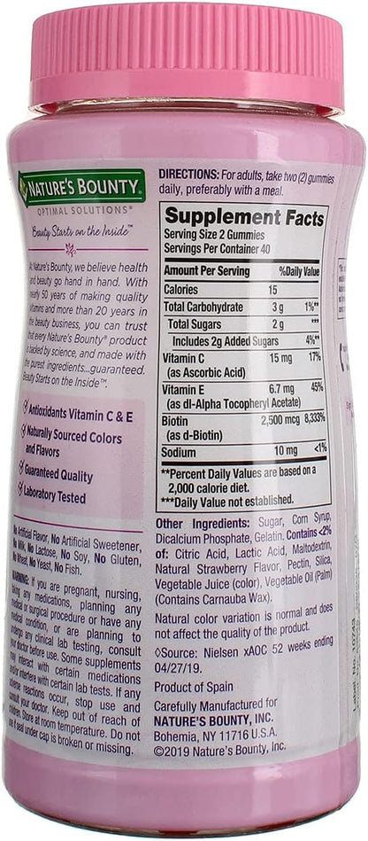 Nature's Bounty Optimal Solutions Hair, Skin and Nails Gummies, 80 Count (Pack of 4)
