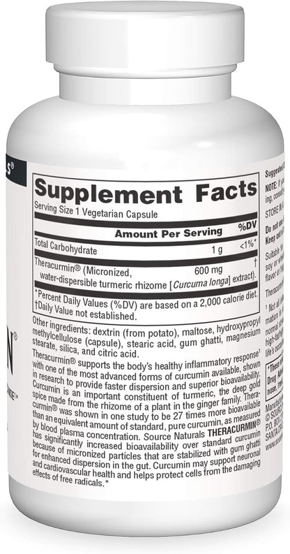 Source Naturals Theracurmin, 600 mg – 30 Vegetarian Capsules | High Absorption Curcumin