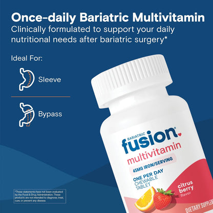 Bariatric Fusion One Per Day Bariatric Multivitamin with Iron Chewable – Citrus Berry Flavour – Non-GMO – 30 Count