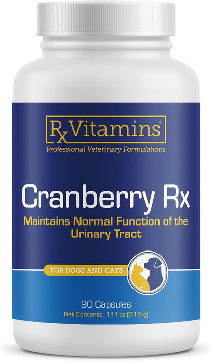 RX Vitamins Cranberry Capsules for Dogs and Cats – Urinary Tract and Bladder Support – 90 Capsules