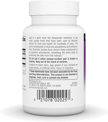 Source Naturals Acai Extract, Super Antioxidant from Brazil – 500 mg – 60 Capsules
