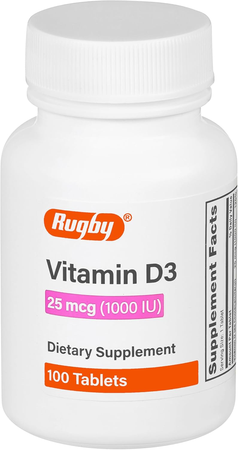 Rugby Vitamin D3, 25 micrograms (1,000 IU) - Food Supplement - 100 Tablets - görsel 1