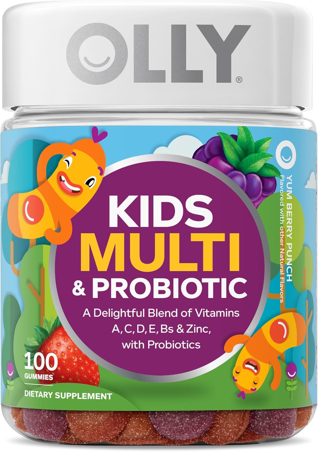 OLLY Kids Multivitamin & Probiotic Gummy, Berry Flavour, 100 Gummies (50 Day Supply) - görsel 1