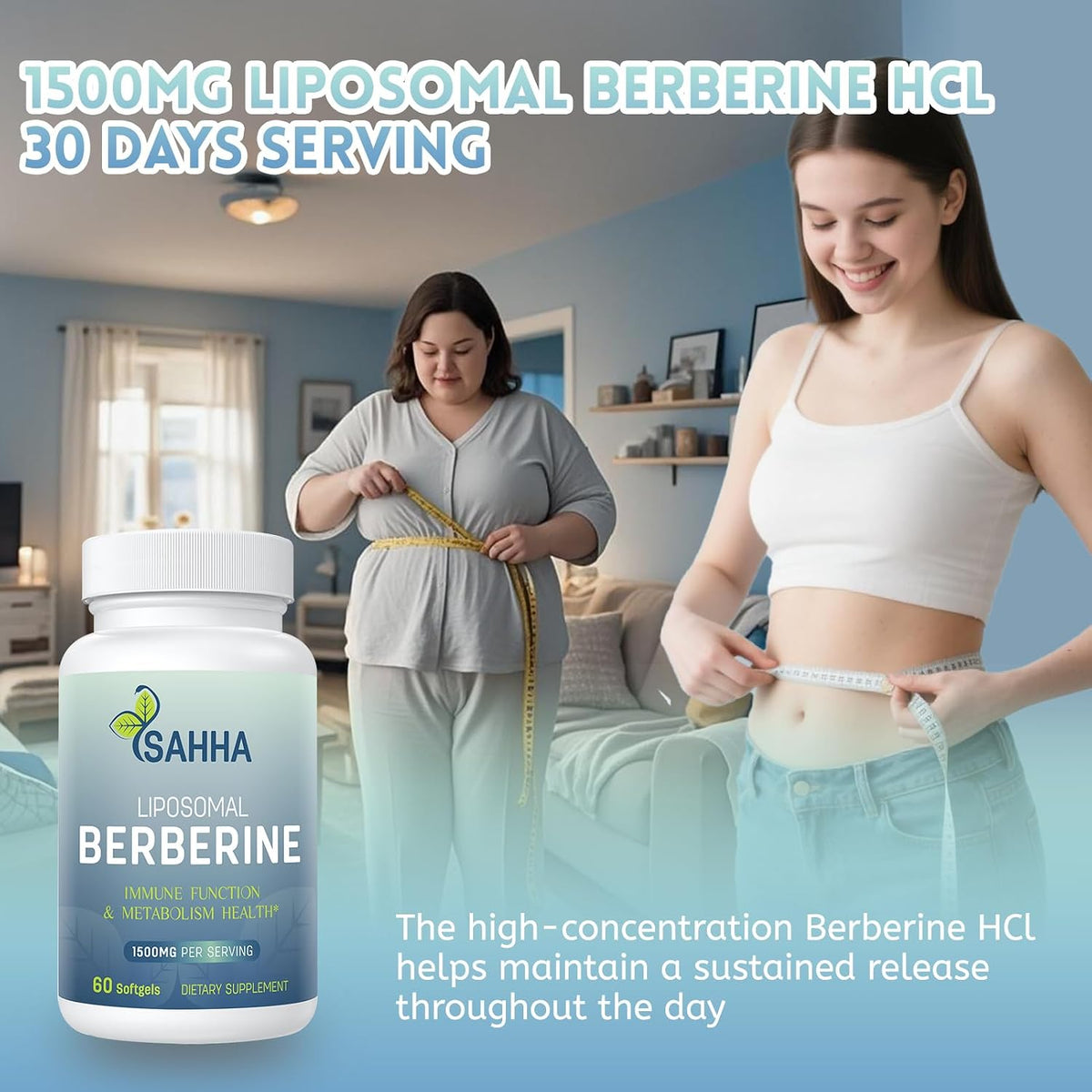 Sahha Liposomal Berberine HCL 1500mg – High Bioavailability Supplement for Men and Women (2 Pack) - görsel 2