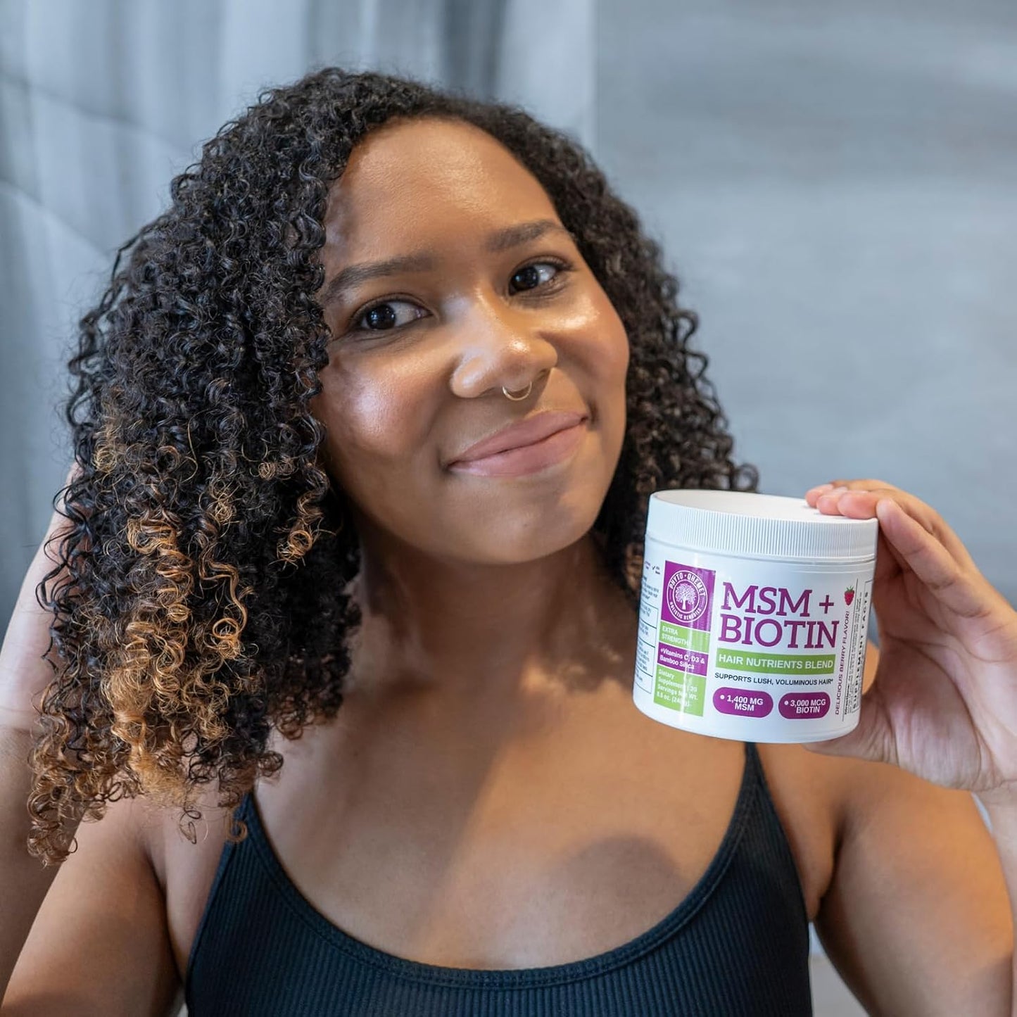 Qhemet Biologics MSM + Biotin Hair Nutrient Drink Mix - Wildberry Powder for Lush Volume (241 g) - görsel 7