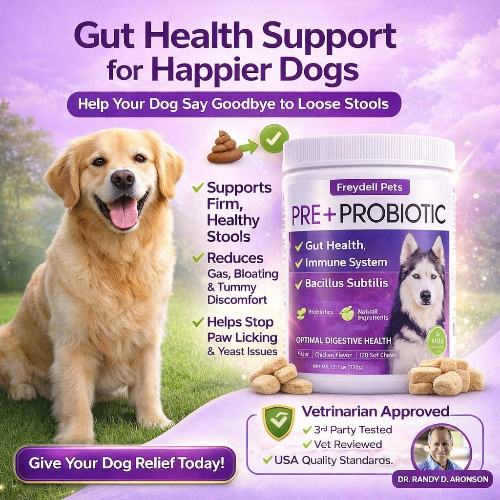 Freydell Pets Probiotics for Dogs – Digestive Enzymes, Prebiotics & Fibre Soft Chews – 120 Chews - görsel 2