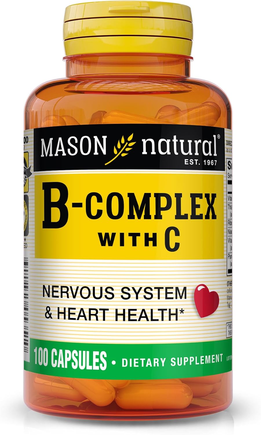 MASON NATURAL B-Complex with Vitamin C – 100 Capsules - görsel 1