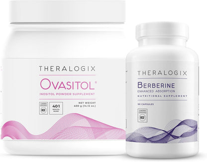Theralogix Ovasitol Inositol Canister + Berberine Enhanced Absorption Bundle, 400g & 90 Capsules (Pack of 2)