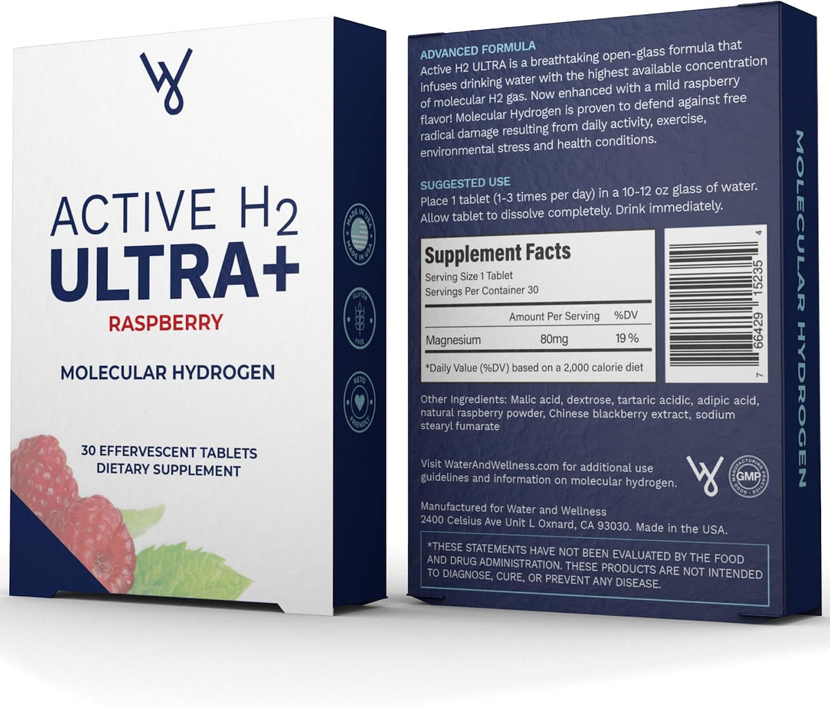 Active H2 Ultra+ Hydrogen Water Tablets - Natural Raspberry, 30 Servings - görsel 2