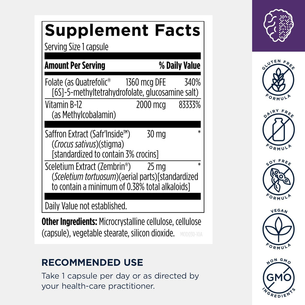 Designs for Health Mood-Stasis - Stress & Calm Mood Support with Vitamin B12, Methylated Folate, Saffron & Sceletium, 30 Capsules - görsel 5