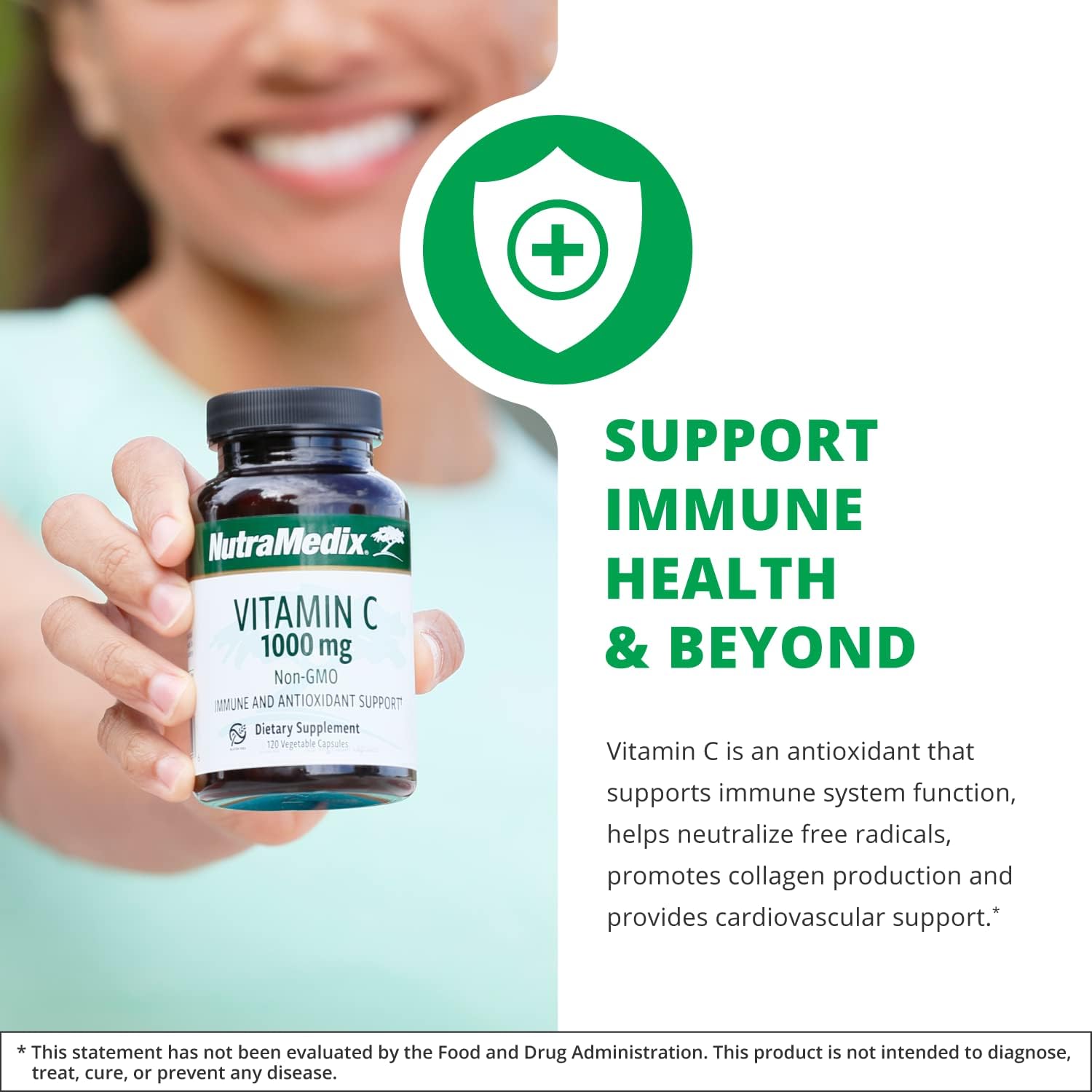 NutraMedix Vitamin C 1000mg – Antioxidant Supplement for Immunity & Heart Health (120 Vegetarian Capsules) - görsel 3