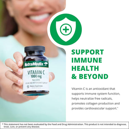NutraMedix Vitamin C 1000mg – Antioxidant Supplement for Immunity & Heart Health (120 Vegetarian Capsules)
