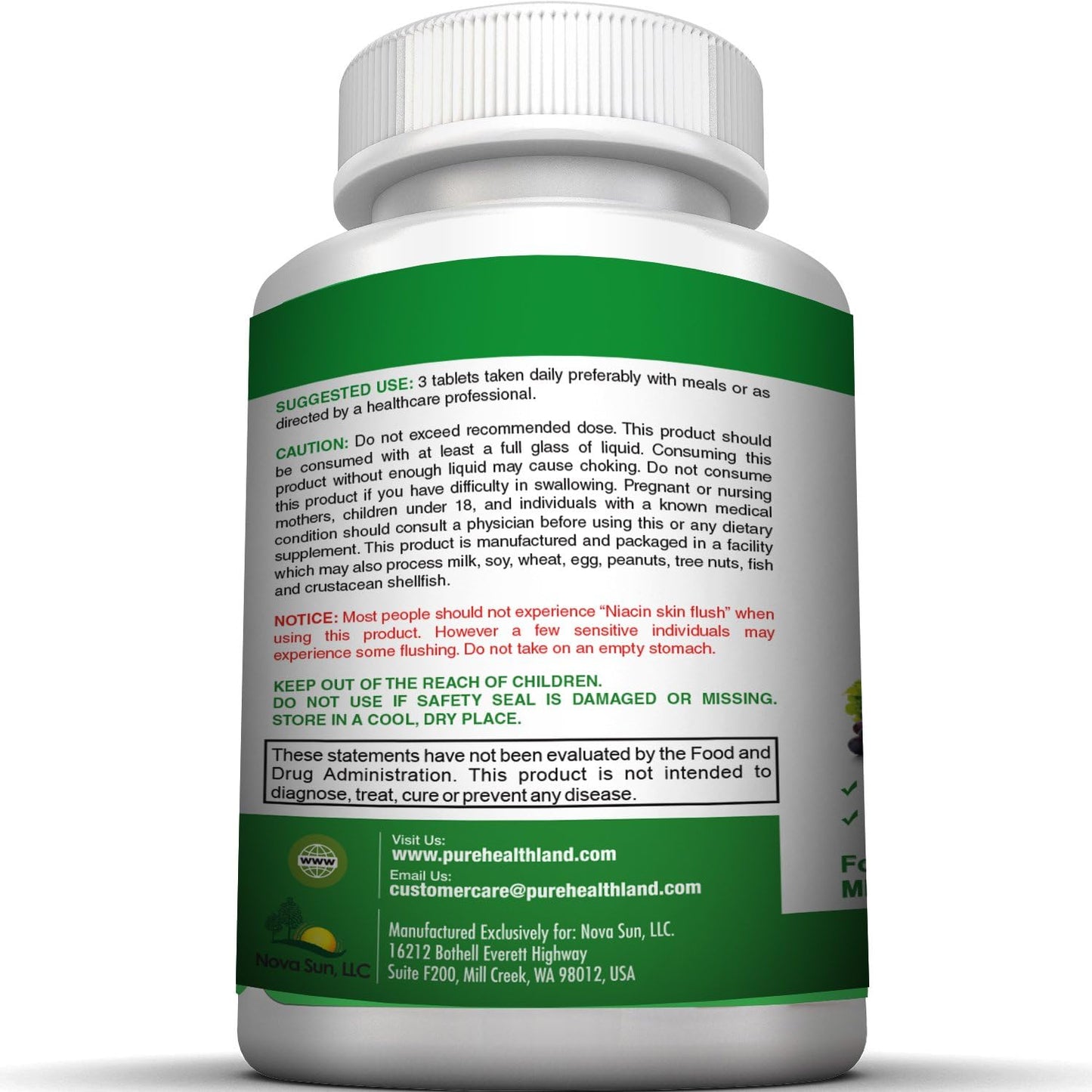 Pure Healthland Non-GMO Super Daily Multivitamin for Adults – 42 Natural Fruits & Vegetables Blend with 21 Essential Vitamins & Minerals – Vegan Coating Tablets, 90 Count, Made in USA - görsel 5