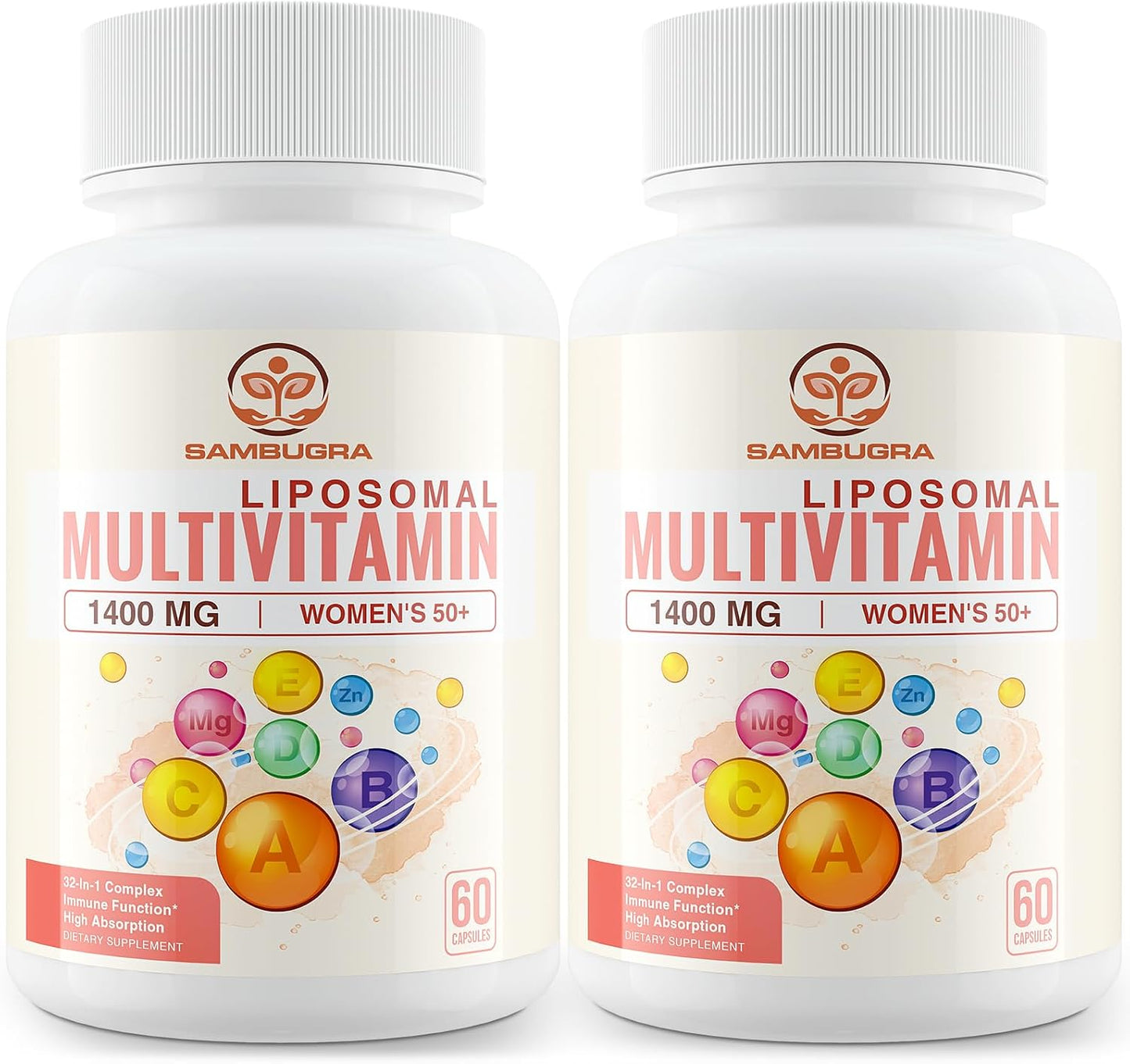 Sambugra Liposomal Multivitamin for Women 50+ - Daily Multivitamin with 32 Ingredients, CoQ10, Vitamins C, B, D, E for Cardiovascular & Bone Health Support - Iron-Free (120 Capsules) - görsel 1