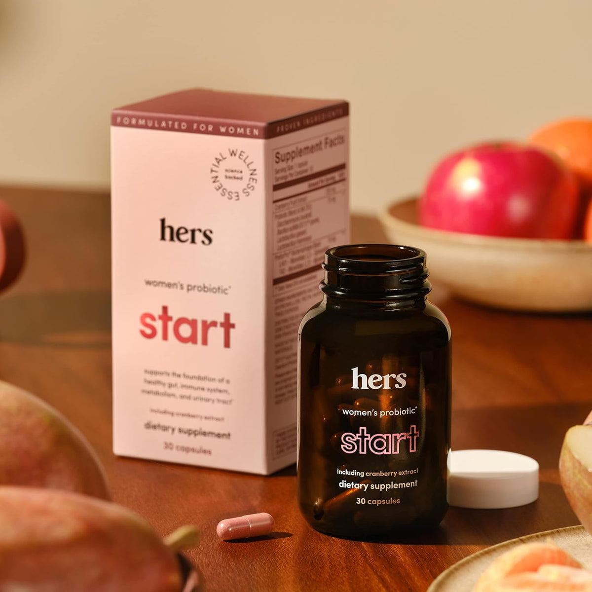 Hers Start Supplement - Women's Daily Multivitamin & Probiotic - Supports Healthy Gut, Immune System, Normal Energy Metabolism, Urinary Tract - Gluten-free, Non-GMO, Vegetarian - 30 Capsules - görsel 5