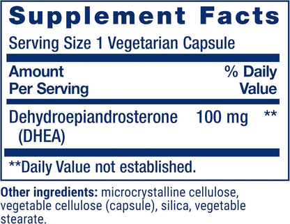 Life Extension DHEA 100 mg Vegetarian Capsules, 60 Count