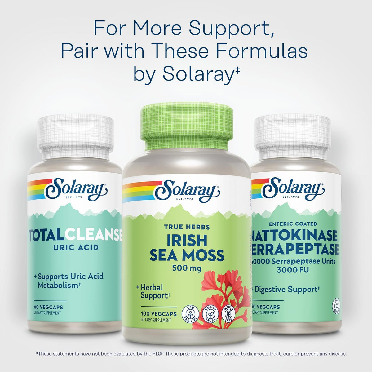 SOLARAY Irish Sea Moss 500 mg Naturally Occurring Vitamins, Minerals, and Fibre Herbal Support for Digestive Health and More – Vegan, Gluten-free, Lab Verified – 60-Day Guarantee – 100 Servings, 100 VegCaps - görsel 6