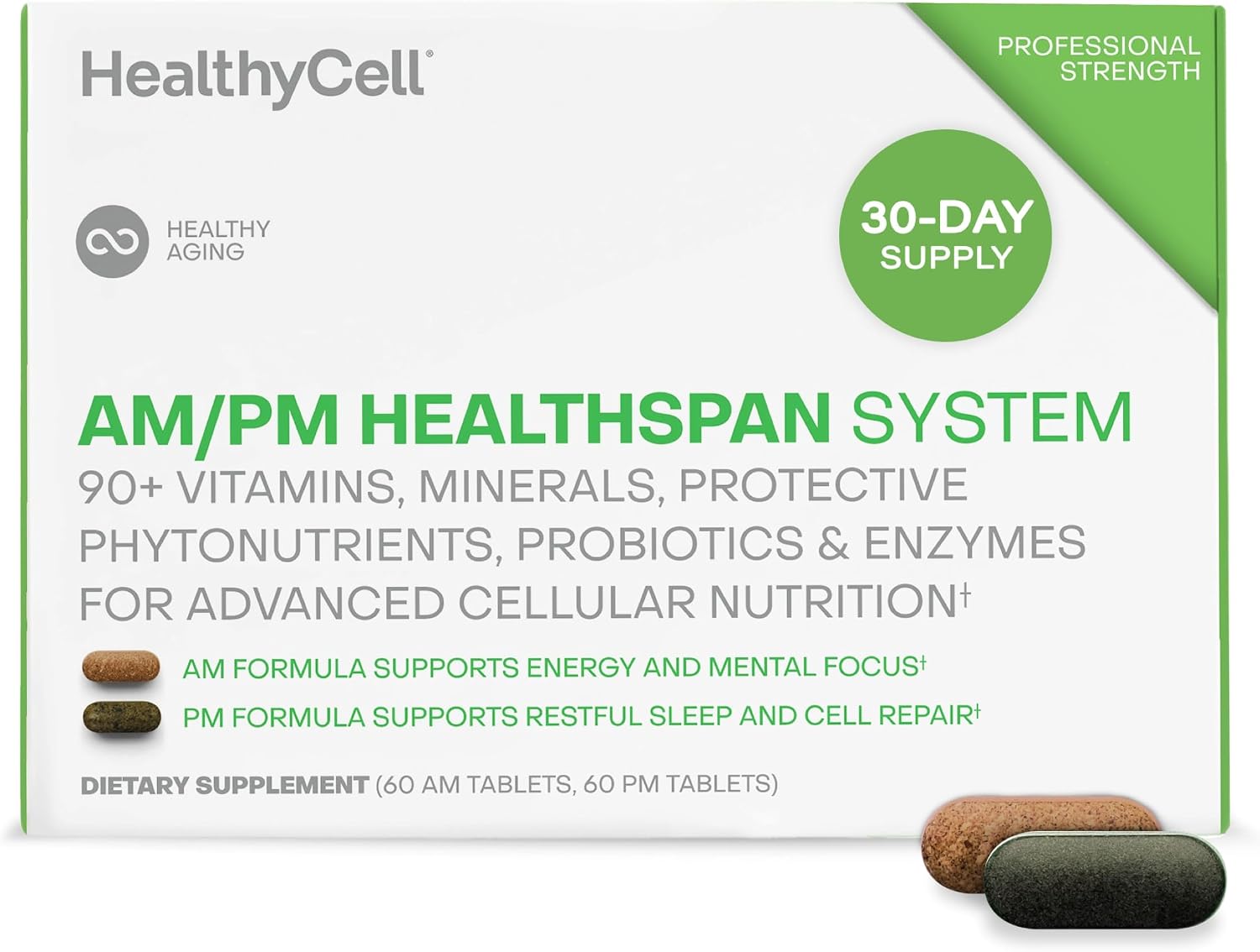 Healthycell AM/PM Healthspan System – Over 90 Nutrients for Cellular Nutrition - görsel 1