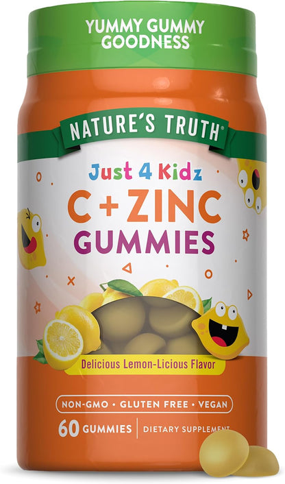 Nature's Truth Vitamin C Gummies for Children | with Zinc | 60 Count | Vegan, Non-GMO & Gluten-free