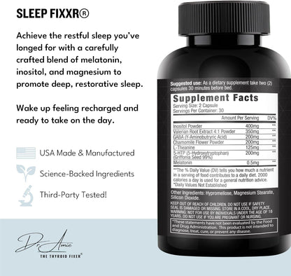 Sleep Support by Dr. Amie | with Melatonin, Inositol, and Magnesium | 30 Day Supply, 60 Capsules