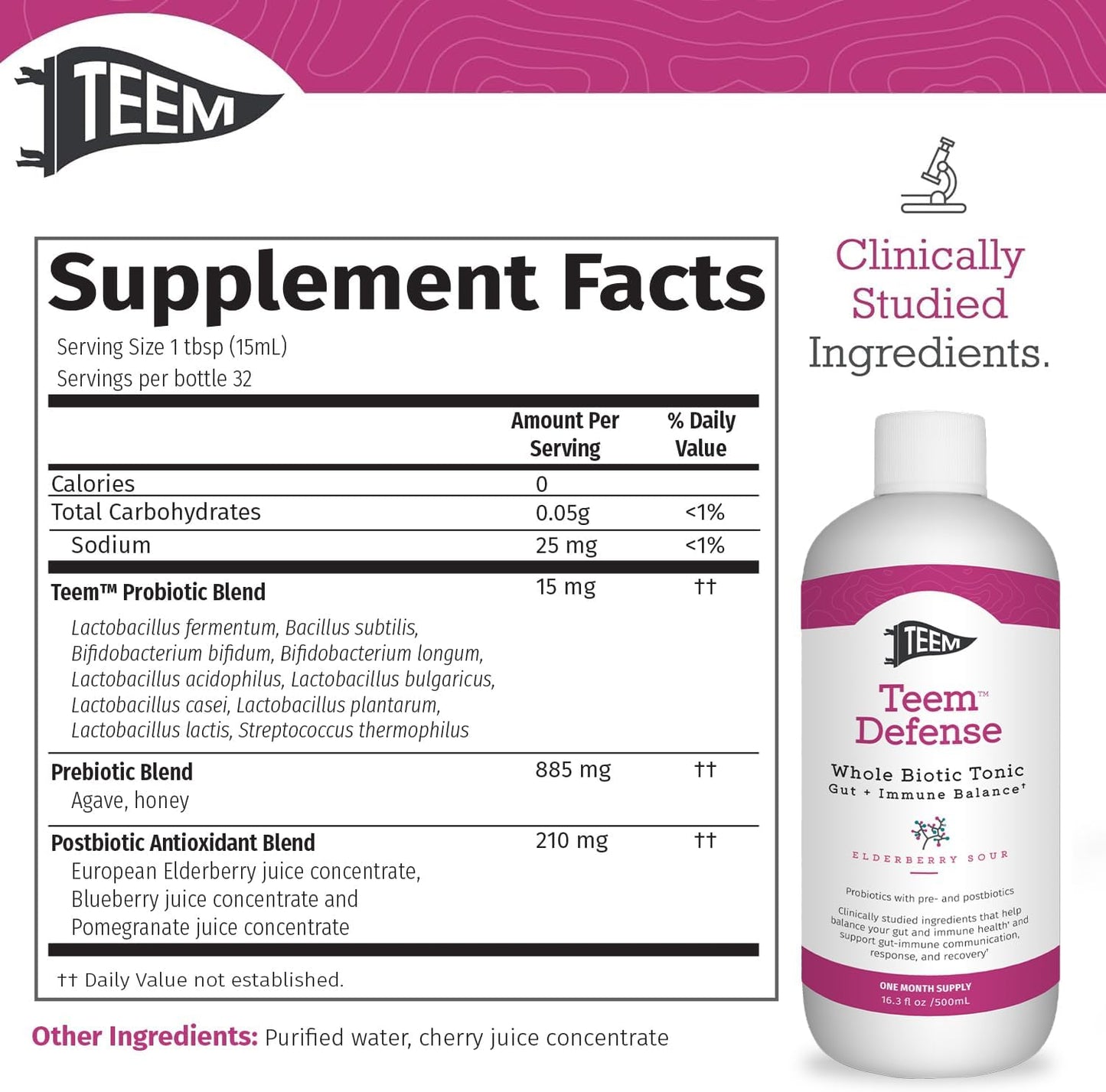 Teem Defence Liquid Probiotic with Elderberry - Whole Biotic Tonic for Digestion & Immunity, 482 ml - görsel 4