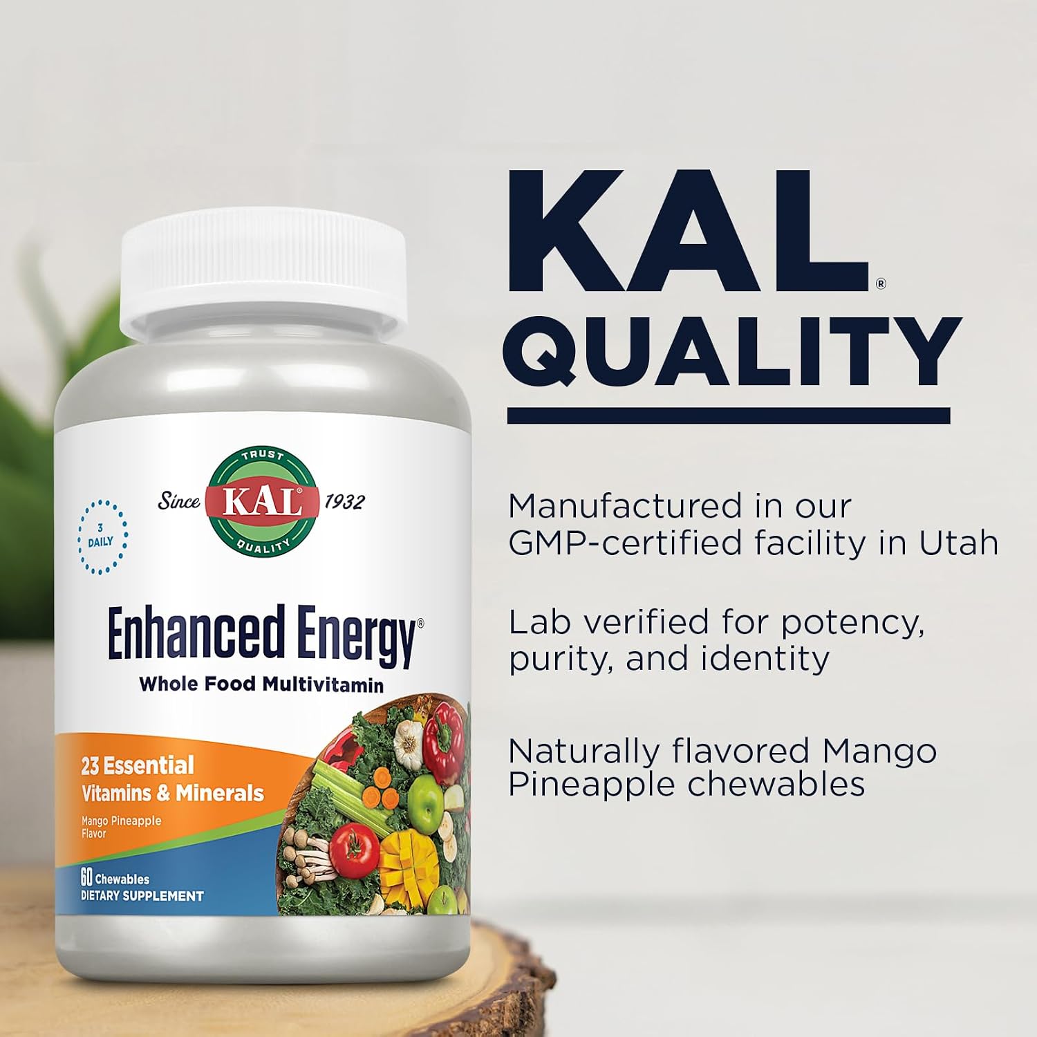 KAL Enhanced Energy Whole Food Chewable Multivitamin with Iron - görsel 4