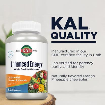 KAL Enhanced Energy Whole Food Chewable Multivitamin with Iron