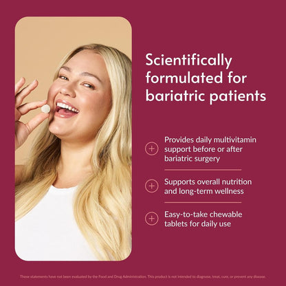 Bariatric Advantage Chewable Multi RP Multivitamin - for Bariatric Surgery Patients - with Iron, Copper, Vitamin C, A, Zinc & More - 100% NRV of 18 Nutrients - Mixed Fruit - 60 Chewable Tablets