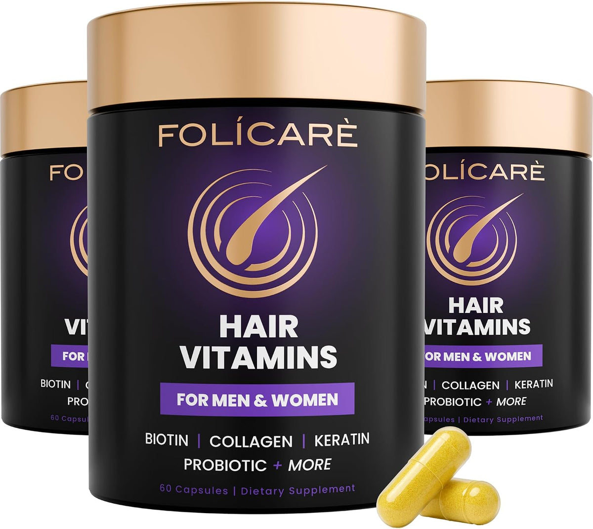 Biotin Hair Growth Supplement with Collagen, Keratin and Probiotics – Hair Growth Support, Skin & Nails Supplement for Men and Women – Made in USA (1 Pack) - görsel 9