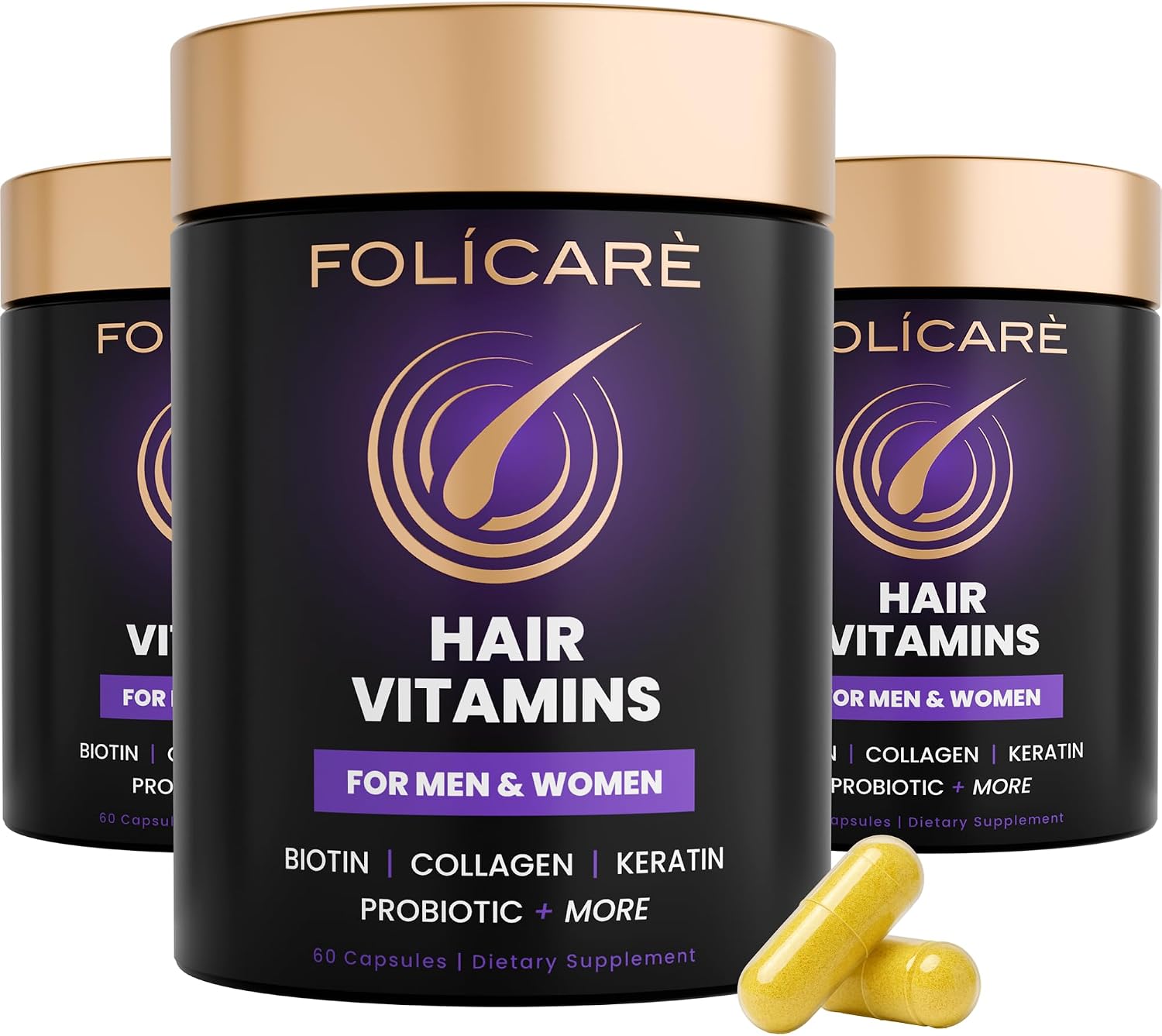 Biotin Hair Growth Supplement with Collagen, Keratin and Probiotics – Hair Growth Support, Skin & Nails Supplement for Men and Women – Made in USA (1 Pack) - görsel 9