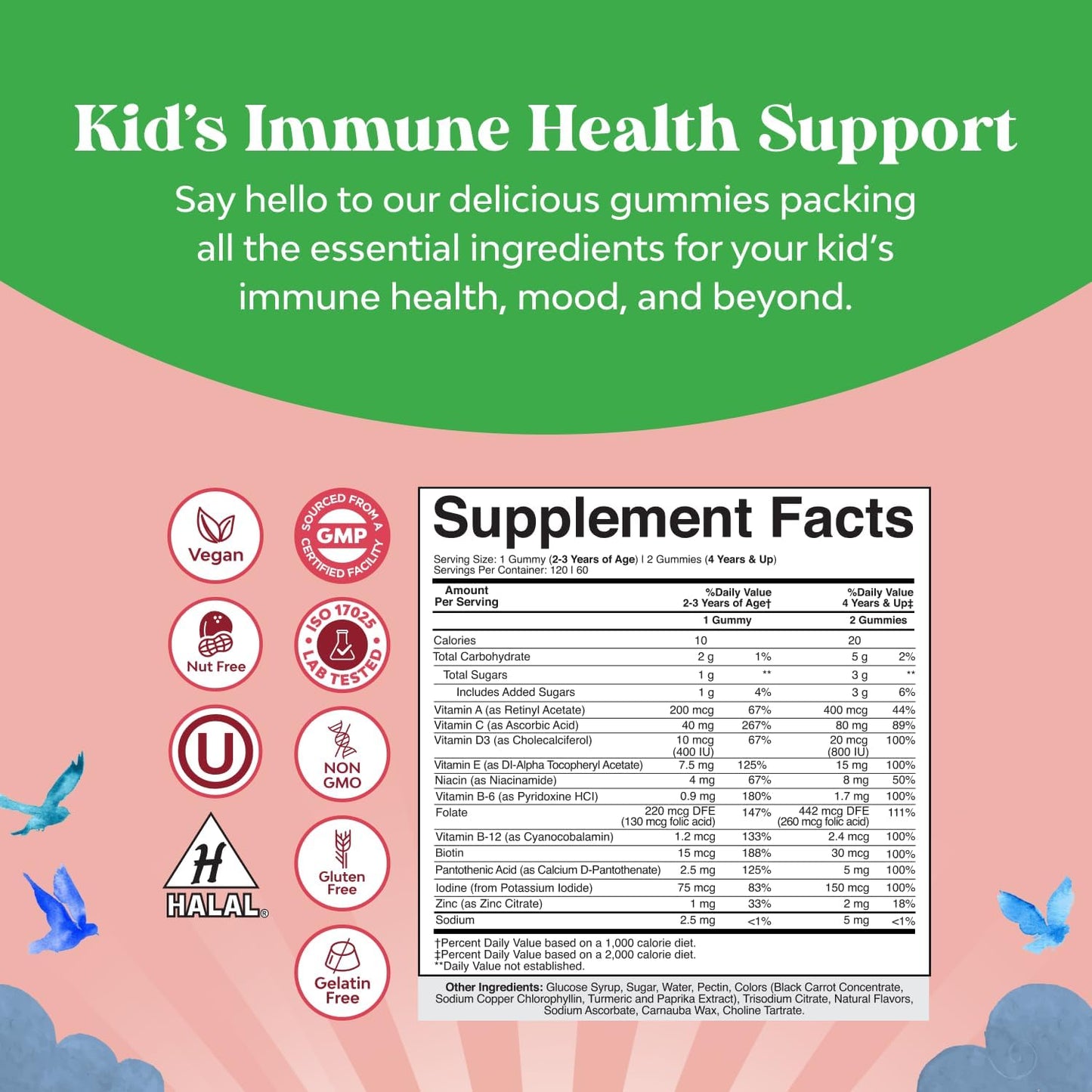 Natures Craft Kids Multivitamin Gummies - Vegan Multivitamin for Children 2+ with 14 Essential Vitamins and Minerals - 120 Count - görsel 8