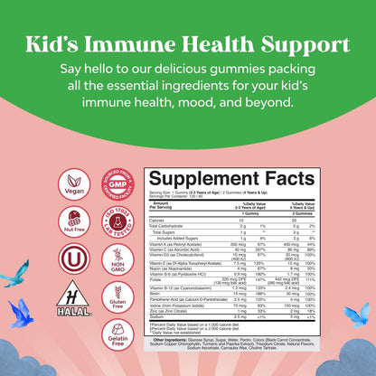 Natures Craft Kids Multivitamin Gummies - Vegan Multivitamin for Children 2+ with 14 Essential Vitamins and Minerals - 120 Count