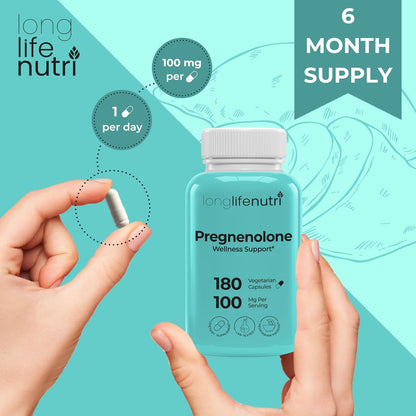 Brain & Hormone Support Pregnenolone – 180 Vegetable Capsules
