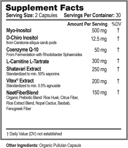 NOOT Conception & Female Fertility Support – Fertility Supplements for Hormonal Balance with Myo-Inositol, D-Chiro Inositol, Shatavari, Vitex & CoQ10, Vegan Formula for Women & Future Mum – 60 Capsules