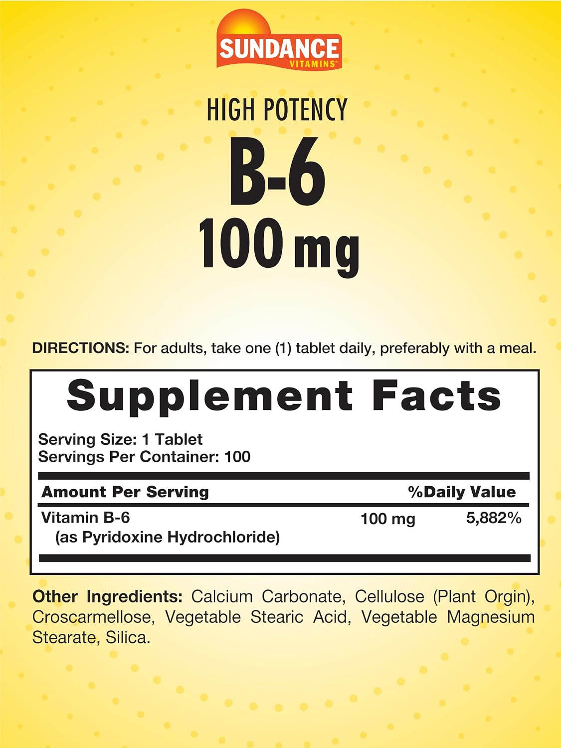 Sundance Vitamin B-6 100mg, 100 Tablets - görsel 2